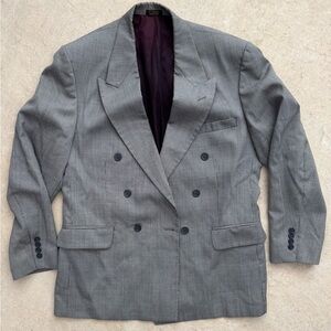 Vintage Classic Gray Double-Breasted Blazer